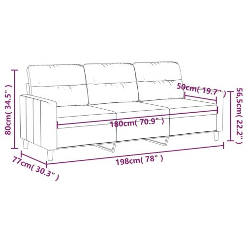 3-personers sofa i stof - lysegrå, sædebredde 180 cm