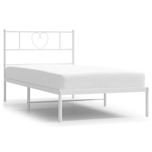 Sengeramme med sengegavl 100x200 cm metal hvid