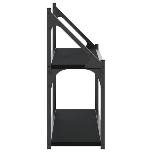 Væghylde med 2 hylder 80x21x51 cm konstrueret træ sort