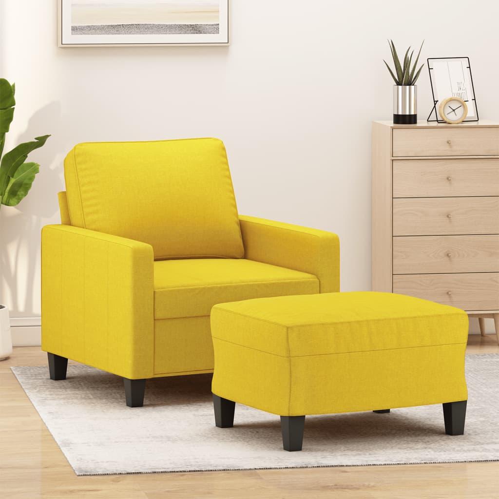 Sofastol med fodskammel 60 cm stof Lysegul