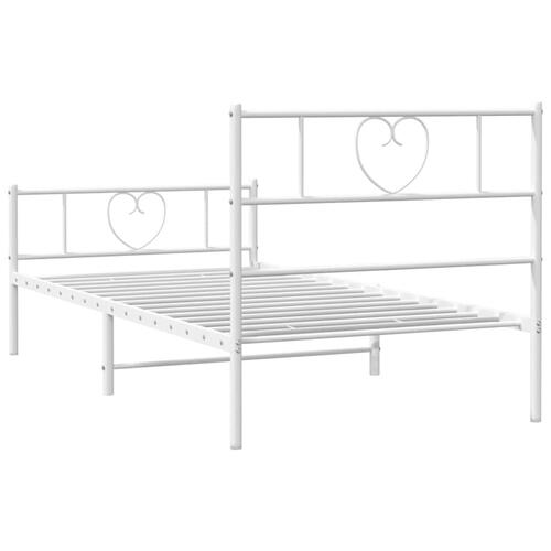 Sengeramme med sengegavl og fodgærde 100x200 cm metal hvid