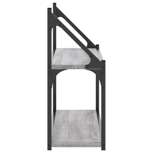 Vægreol m. 2 hylder 80x21x51 cm konstrueret træ grå sonoma-eg