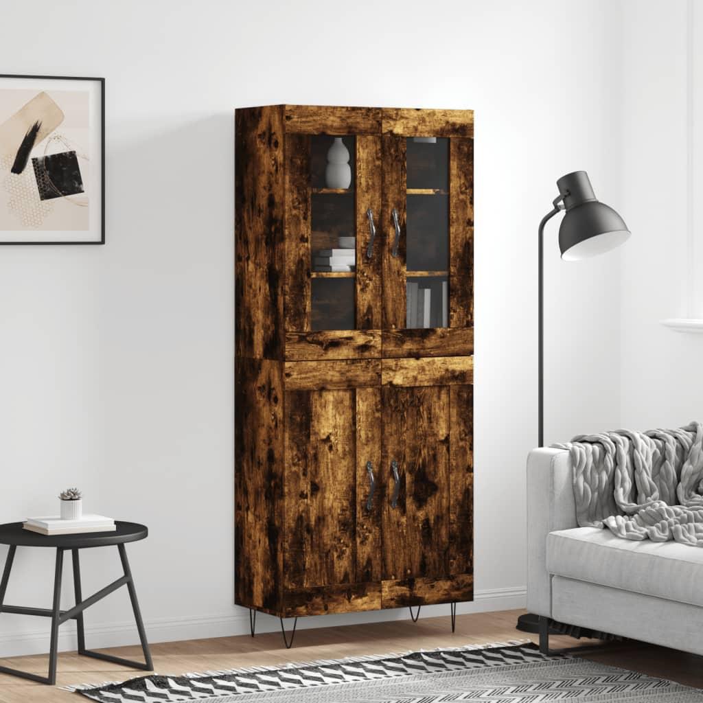 Højskab 69,5x34x180 cm konstrueret træ røget egetræsfarve billede
