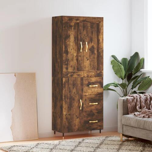 Højskab 69,5x34x180 cm konstrueret træ røget egetræsfarve