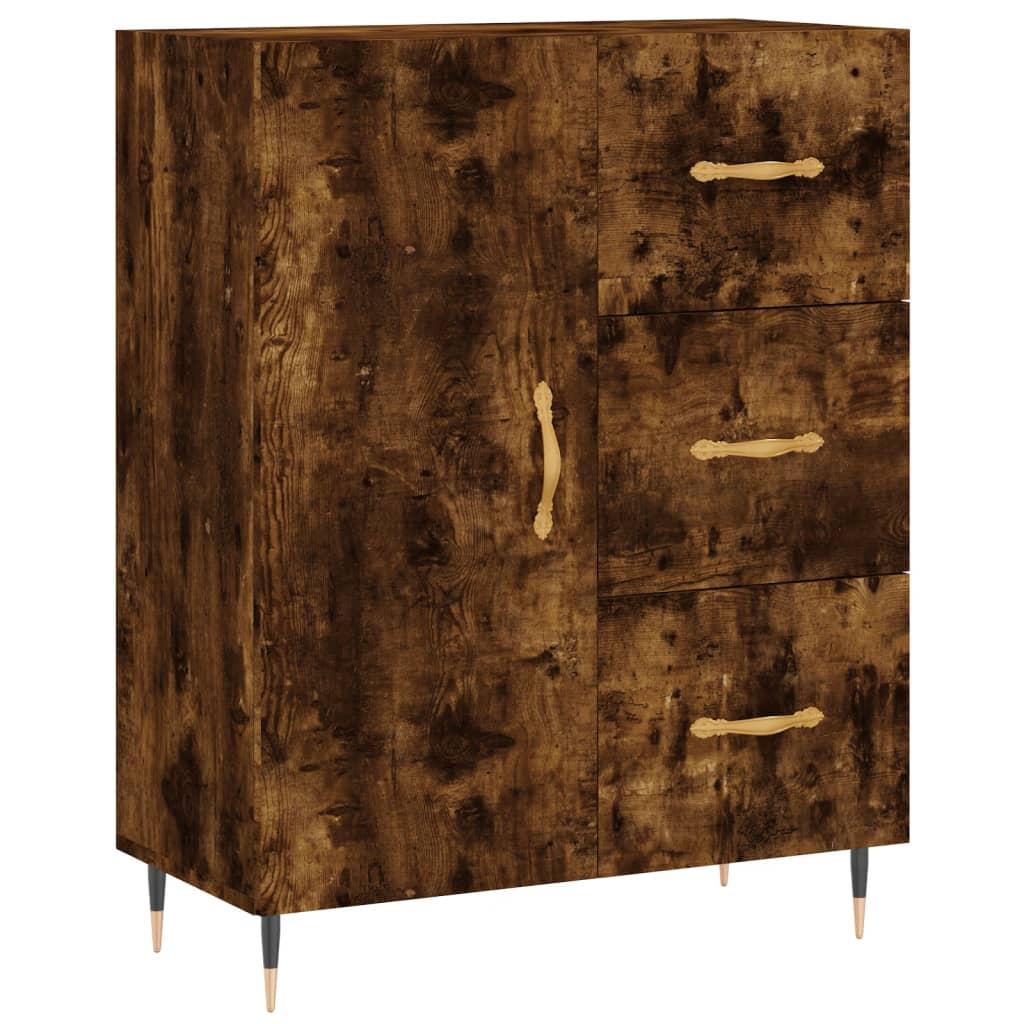 Højskab 69,5x34x180 cm konstrueret træ røget egetræsfarve