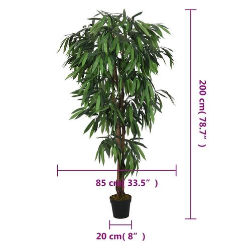 Kunstigt mangotræ 1050 blade 200 cm grøn