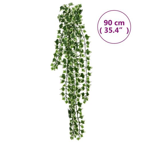 Kunstige hængeplanter 12 stk. 339 blade 90 cm grøn og hvid