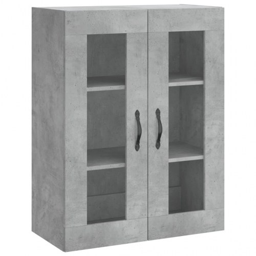 Højskab i konstrueret træ med glas - 69,5 × 34 × 180 cm, betongrå