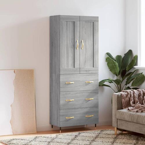 Højskab 69,5x34x180 cm konstrueret træ grå sonoma-eg
