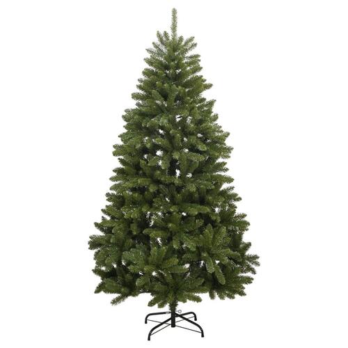Kunstigt juletræ med juletræsfod 210 cm hængslet grøn