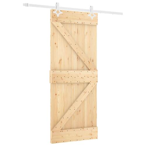 Skydedør med monteringssæt 80x210 cm massivt fyrretræ