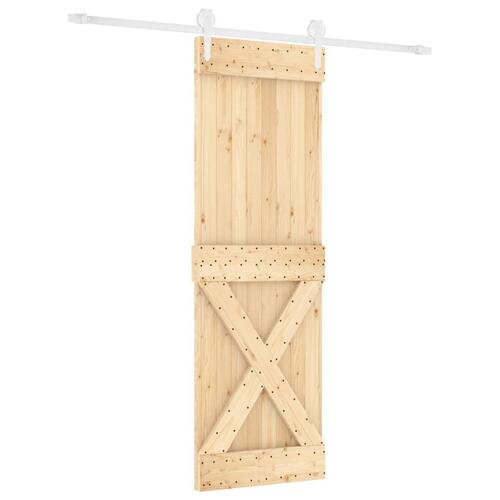 Skydedør med monteringssæt 80x210 cm massivt fyrretræ