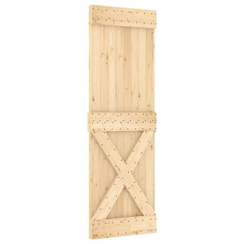 Skydedør med monteringssæt 80x210 cm massivt fyrretræ