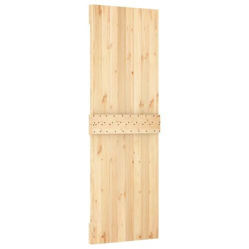 Skydedør med monteringssæt 80x210 cm massivt fyrretræ
