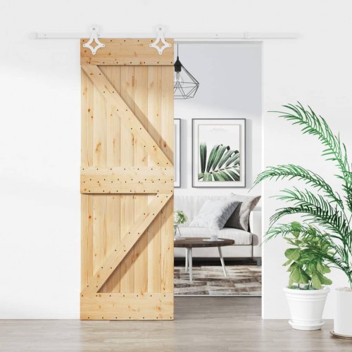 Skydedør med monteringssæt 70x210 cm massivt fyrretræ