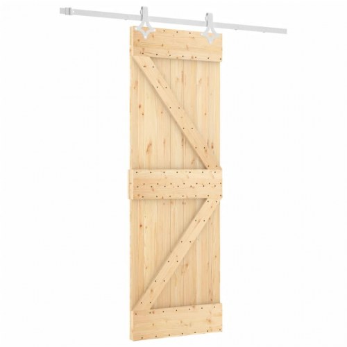 Skydedør med monteringssæt 70x210 cm massivt fyrretræ