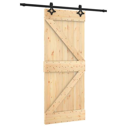 Skydedør med monteringssæt 85x210 cm massivt fyrretræ