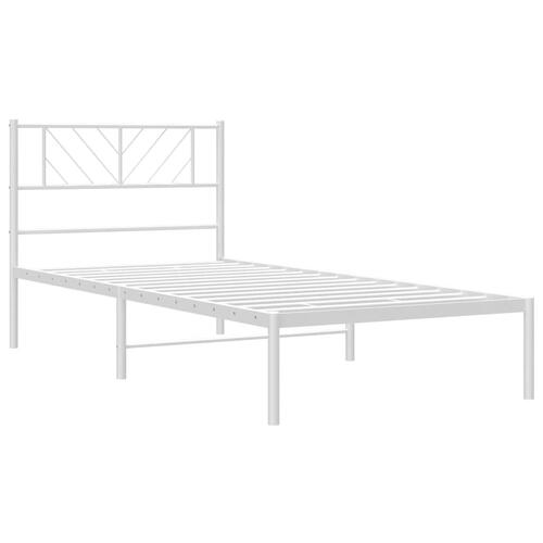 Sengeramme med sengegavl 90x190 cm metal hvid