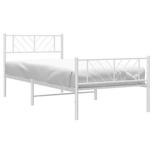 Sengeramme med sengegavl og fodgærde 90x190 cm metal hvid