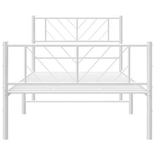 Sengeramme med sengegavl og fodgærde 90x190 cm metal hvid