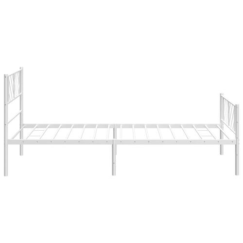 Sengeramme med sengegavl og fodgærde 90x190 cm metal hvid