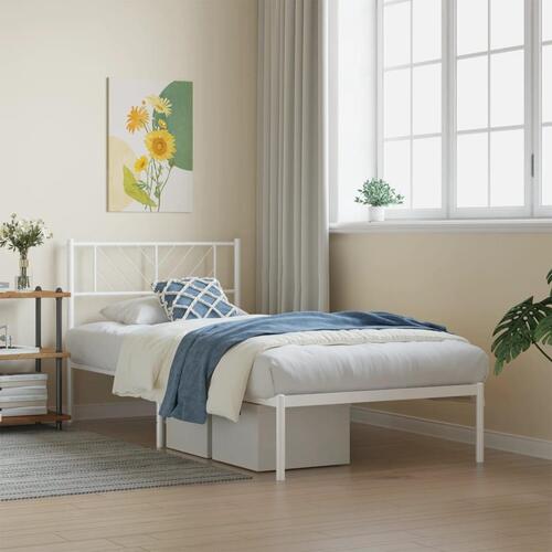 Sengeramme med sengegavl 100x190 cm metal hvid