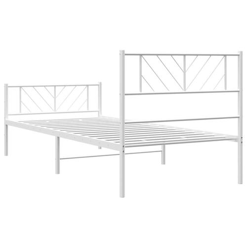 Sengeramme med sengegavl og fodgærde 100x200 cm metal hvid