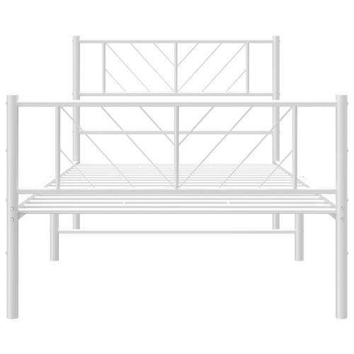 Sengeramme med sengegavl og fodgærde 75x190 cm metal hvid