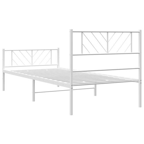 Sengeramme med sengegavl og fodgærde 75x190 cm metal hvid