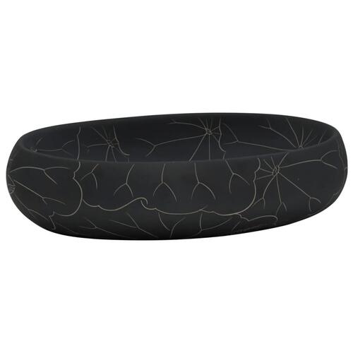 Håndvask til bordplade 59x40x15 cm oval keramik sort