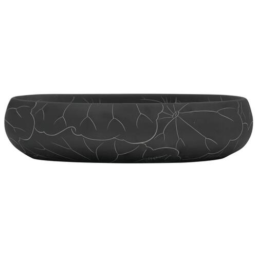 Håndvask til bordplade 59x40x15 cm oval keramik sort