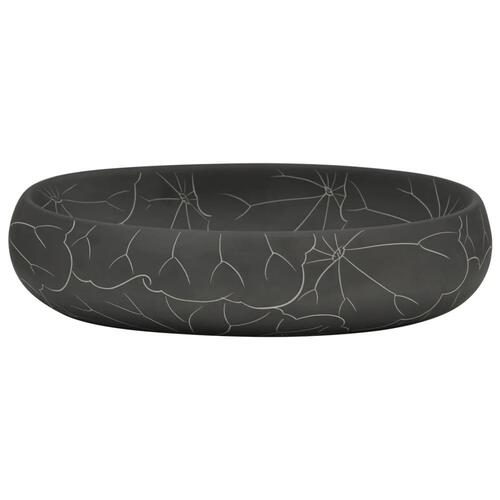 Håndvask til bordplade 59x40x15 cm oval keramik sort