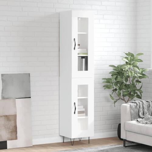 Skab 34,5x34x180 cm konstrueret træ hvid højglans