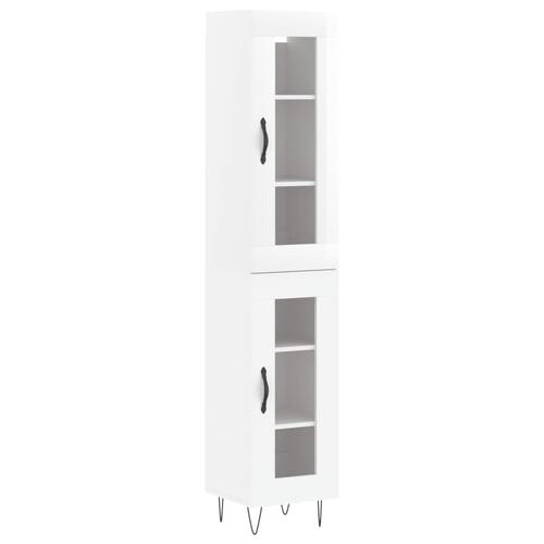 Skab 34,5x34x180 cm konstrueret træ hvid højglans