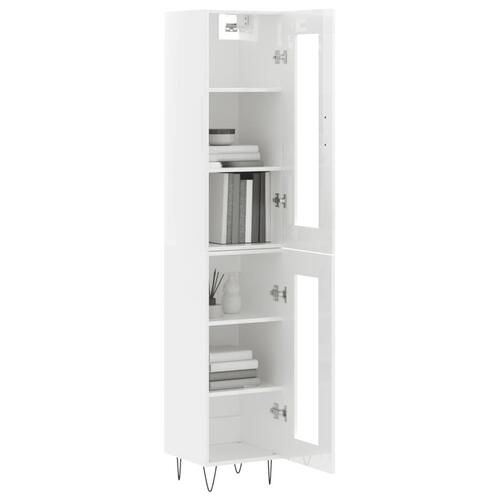 Skab 34,5x34x180 cm konstrueret træ hvid højglans