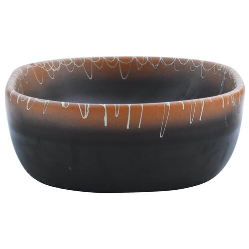 Håndvask til bordplade 47x33x13 cm oval keramik sort og orange