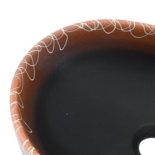 Håndvask til bordplade 47x33x13 cm oval keramik sort og orange