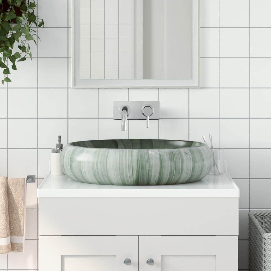 Håndvask til bordplade 59x40x15 cm oval keramik grøn