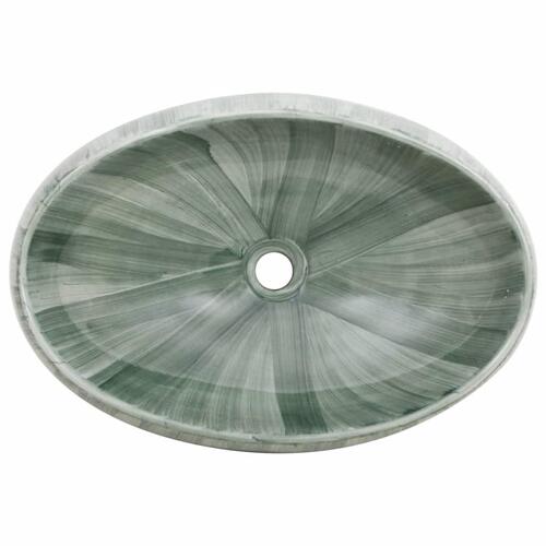 Håndvask til bordplade 59x40x15 cm oval keramik grøn