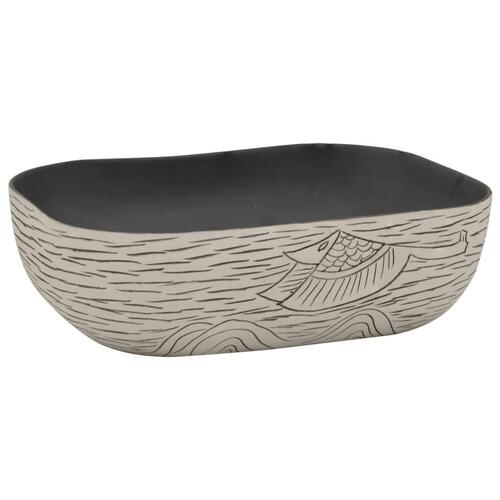 Håndvask til bord 48x37,5x13,5 cm rektangulær keramik grå sort