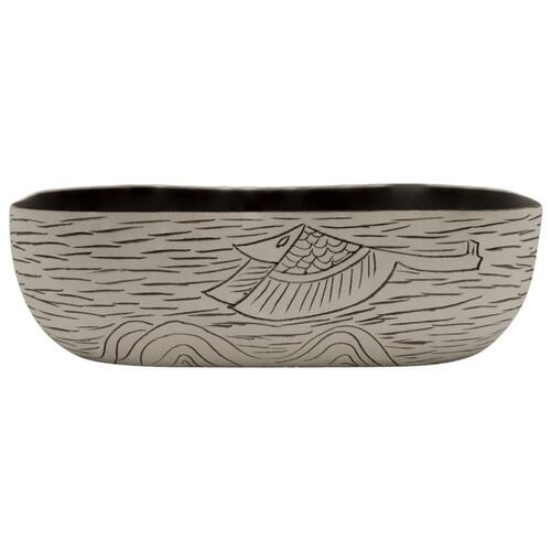 Håndvask til bord 48x37,5x13,5 cm rektangulær keramik grå sort