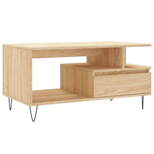 Sofabord 90x49x45 cm konstrueret træ sonoma-eg
