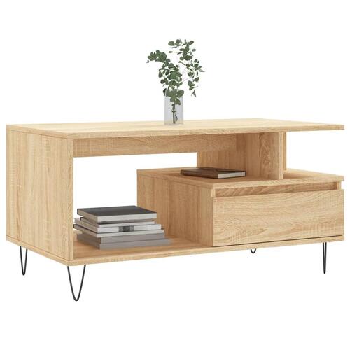 Sofabord 90x49x45 cm konstrueret træ sonoma-eg