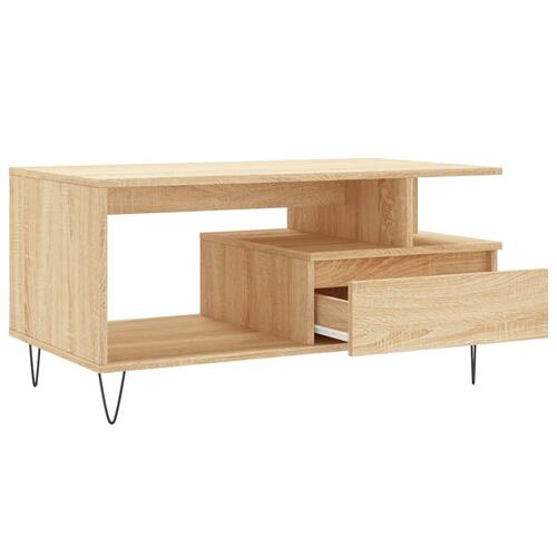 Sofabord 90x49x45 cm konstrueret træ sonoma-eg