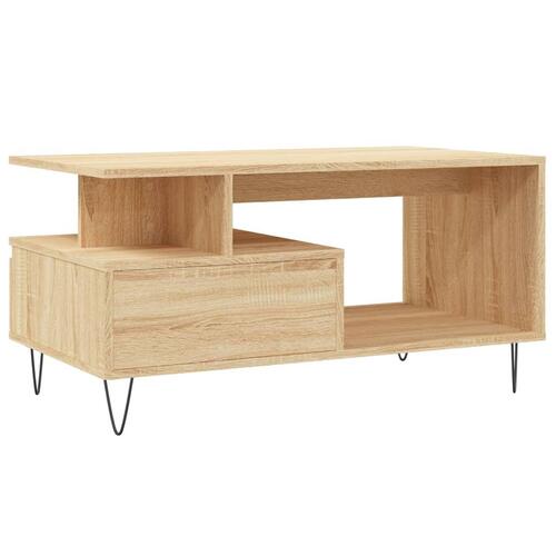 Sofabord 90x49x45 cm konstrueret træ sonoma-eg
