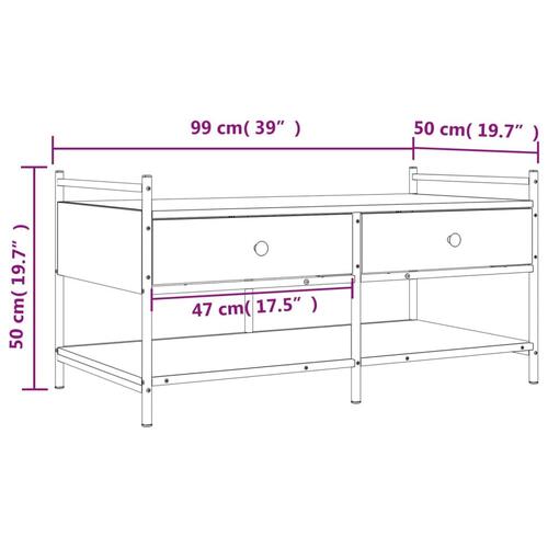Sofabord 99x50x50 cm konstrueret træ grå sonoma-eg