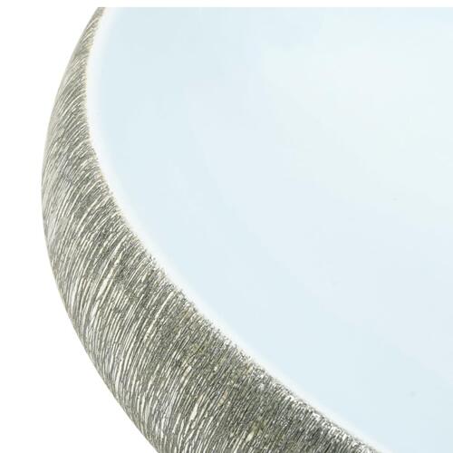 Håndvask til bordplade 59x40x15 cm oval keramik grå og blå