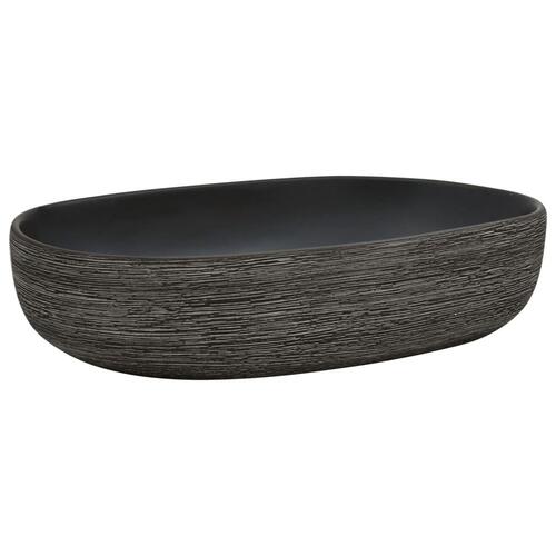 Håndvask til bordplade 59x40x15 cm oval keramik grå og sort