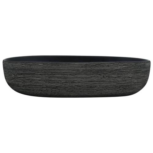 Håndvask til bordplade 59x40x15 cm oval keramik grå og sort