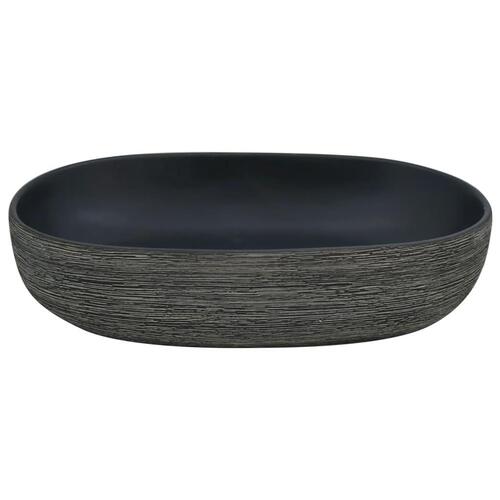 Håndvask til bordplade 59x40x15 cm oval keramik grå og sort